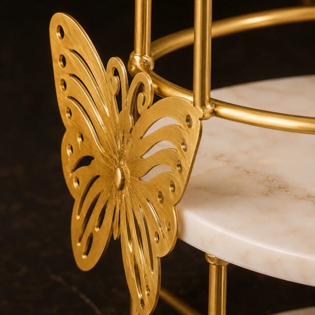 Close-up of the gold butterfly detail on the organizer frame