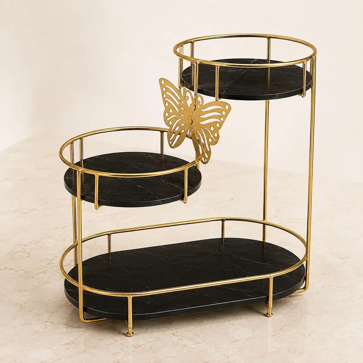 Angled view of the butterfly 3-tier organizer in Onyx