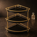 Corner 3-tier organizer in Onyx with black trays