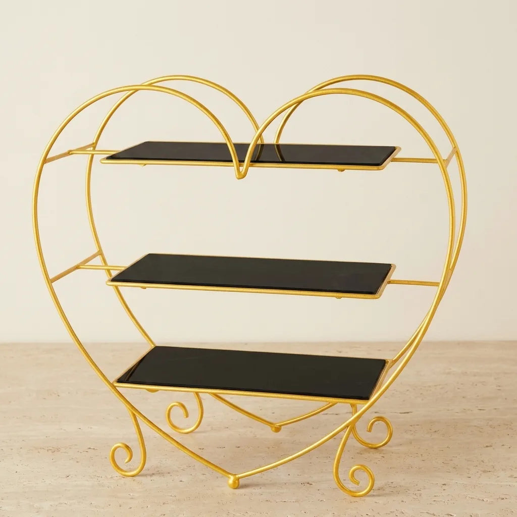 Angled catalogue view of the heart organizer in Onyx