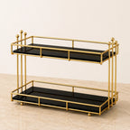 Angled view of the two-tier storage rack in Onyx